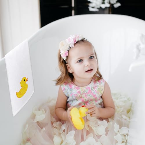 FYSUIMU 2Pcs Rubber Ducky Hand Towels Cotton Embroidered Bathroom Towels Yellow Duck Absorbent Bath Towel for Hand Drying Cleaning Cooking, 29.6 x 13.8 Inch - color: White