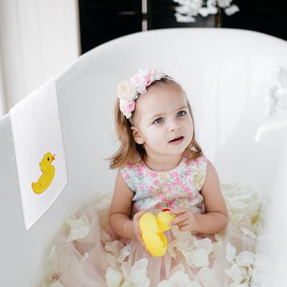 FYSUIMU 2Pcs Rubber Ducky Hand Towels Cotton Embroidered Bathroom Towels Yellow Duck Absorbent Bath Towel for Hand Drying Cleaning Cooking, 29.6 x 13.8 Inch - color: White