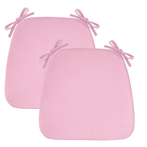 Dining Chair Cushions, Pink, 17"x16", Set of 2 | 2'' Thick Cooling Gel High-Density Foam, Ties and Non-Slip Bottom, Removable Washable Cover, For Dining and Kitchen - color: Pink, size: 2 Count (Pack of 1)