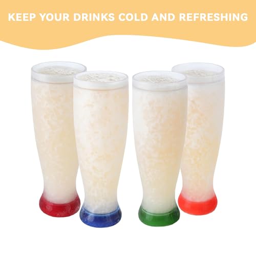 Lily's Home Freezer Beer Mugs, Set of 4-16 oz Double Wall Insulated with Liquid Gel, Frosty Chiller Cups, Break-Resistant Acrylic Freezable Glasses for Home Bar, Pool Parties, BBQ & Outdoor Gifts - style: Waisted design(16oz)