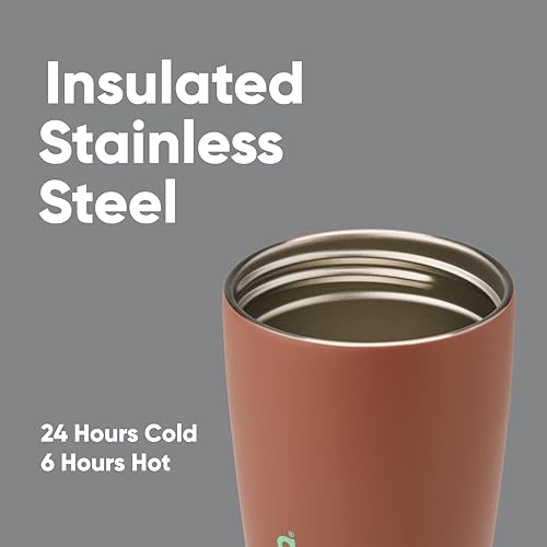 Owala SmoothSip Slider Insulated Stainless Steel Coffee Tumbler, Reusable Iced Coffee Cup, Hot Coffee Travel Mug, BPA Free 12 oz, Grey/Brown (Cozy Cocoa) (Pack of 8) - color: Cozy Cocoa, size: 12 Ounces (Pack of 8), style: No Handle
