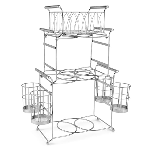 Sorbus Buffet Caddy — 7-Piece Stackable Set Includes Plate, Napkin, and Silverware Holder, 3-Tier Detachable Tabletop Organizer Ideal for Kitchen, Dining, Entertaining, Parties, Thanksgiving (Silver) - color: Silver
