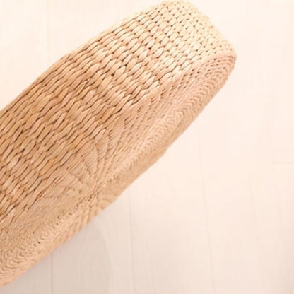 Tatami Floor Pillow Sitting Cushion Bigger Size - Round Hand Woven Seat Cushion,Japanese Style Breathable Padded Knitted Straw Meditation Cushions for Zen, Yoga Practice or Room Floor (45cm) - size: 45cm