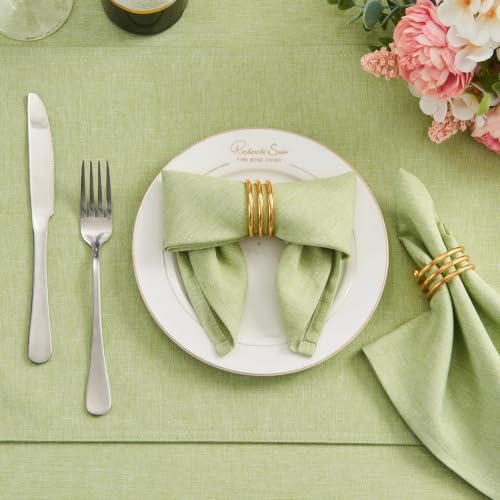 Mint Green 17x17 Polyester Linen Farmhouse Cloth Napkins Set of 8 | Waterproof, Stain Resistant, Shrink Proof, Washable, fabric, Outdoor, Reusable, Dining, Wedding, Kitchen, Party, Birthday - color: Mint Green