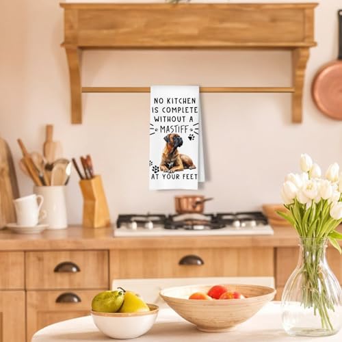 Mastiff Funny Dog Kitchen Dish Towels - Mastiff Waffle Weave Hand Towels,A Kitchen is Not Complete Without A MastiffHand Towel for Home Bathroom,Dog Lovers Gift,16×24 Inch - color: Mastiff at Your Feet