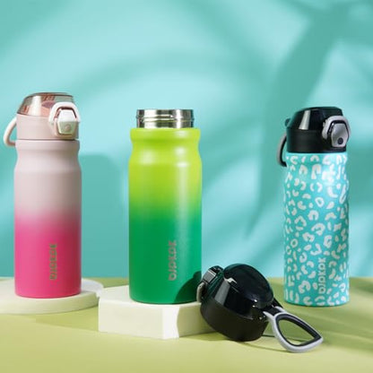 BJPKPK 18 oz Water Bottle with Straw & Handle, Insulated Stainless Flask | Leak Proof Locking Lid, Thermal, Double Wall Vacuum, Keeps Hot/Cold, BPA Free, Dishwasher Safe, Travel & Sports, Bubble Gum - color: A-Bubble Gum, size: 18 Ounces