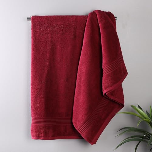 Superior Egyptian Cotton Bath Towel Set, Home Bathroom Towels, Master, Guest Bath, Decor Essentials, Quick Dry, Absorbent, Large Body Towels, Spa, Hotel, Resort, Adult, Kids, Set of 2, Burgundy - color: Burgundy, size: Bath Towel (2-Pack)
