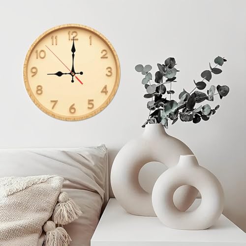 Modern Minimalist Light Oak Wooden Wall Clock with Smooth Beige Face 25x25cm