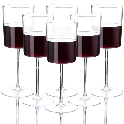 Ciaell 12 Pack Clear Plastic Wine Glasses - 14Oz Plastic Wine Glasses with Stem - Disposable Stemmed Wine Glass for Parties & Weddings & Outdoor | 14 oz Clear Stemmed Cups, Heavy Duty Plastic, Wine Champagne Cocktails Margaritas for Parties Birthdays Anni
