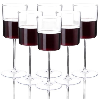 Ciaell 12 Pack Clear Plastic Wine Glasses - 14Oz Plastic Wine Glasses with Stem - Disposable Stemmed Wine Glass for Parties & Weddings & Outdoor | 14 oz Clear Stemmed Cups, Heavy Duty Plastic, Wine Champagne Cocktails Margaritas for Parties Birthdays Anni