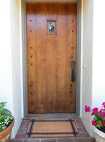 KAF Home New Coir Doormat, Heavy-Duty, Weather Resistant, Non-Slip PVC Backing, Indoor and Outdoor Use, Blue - color: Blue