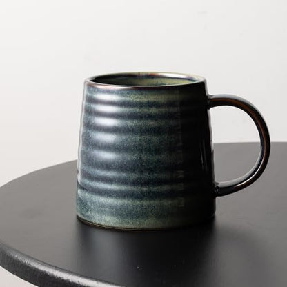 15.5oz Large Heavyweight Ceramic Mug, Reactive (Dark Green) | 15.5oz Medium-Large, Heavy Weighted Stoneware, Reactive Transmutation Glaze, Microwave & Dishwasher Safe, Gift Box - color: Dark Green
