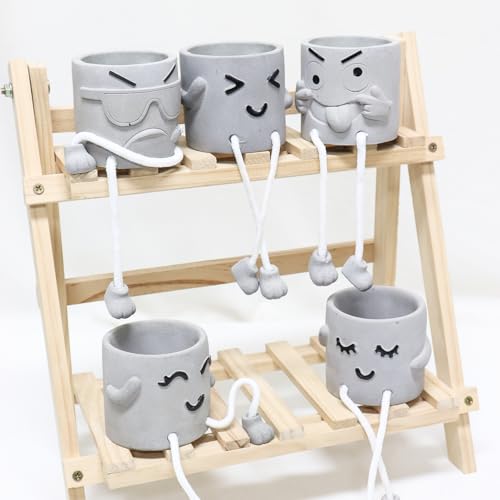 1 Pcs Cute Plant Pot, Small Planter, Succulent Planter, Flower Pot, Office, Room, Shelf, Table Decoration Planter - Squint(Plants not Included) - color: Grey Squint