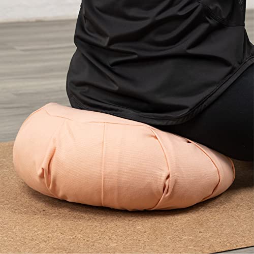 Myga Zafu Yoga Meditation Cushion with Washable Cover - Floor Cushion Pillow with Natural Buckwheat Filling - Soft Round Cotton Design for Meditating or Pranayama Exercises - color: Pink