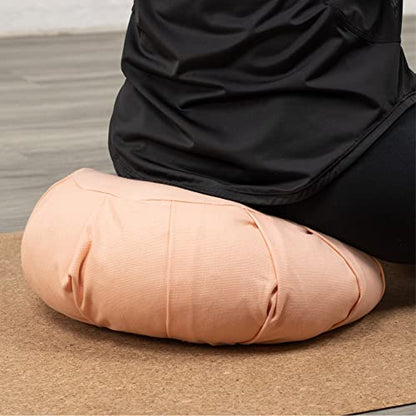Myga Zafu Yoga Meditation Cushion with Washable Cover - Floor Cushion Pillow with Natural Buckwheat Filling - Soft Round Cotton Design for Meditating or Pranayama Exercises - color: Pink