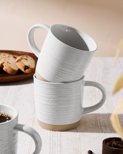 famiware Coffee Mugs Set of 4, 13 oz Mug Set, Ceramic Cup Set with Handle | Stoneware Mug for Coffee, Tea, Latte, Cappuccino, Microwave and Dishwasher Safe, Constellation Series，Polar White - color: Constellation-Polar White, size: 4 Count (Pack of 1)
