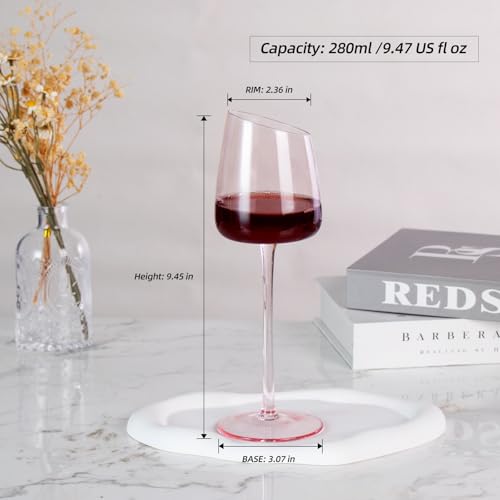KAMMAK Crystal Red Wine Glasses Set of 2, 9.47 oz Stemmed Glasses, XH018 | Hand Blown, Bordeaux Wine Glasses, Thin Rim & Long Stem, Red & White, Daily Use, Wedding or Birthday Gift for Women - size: 8KPXH018