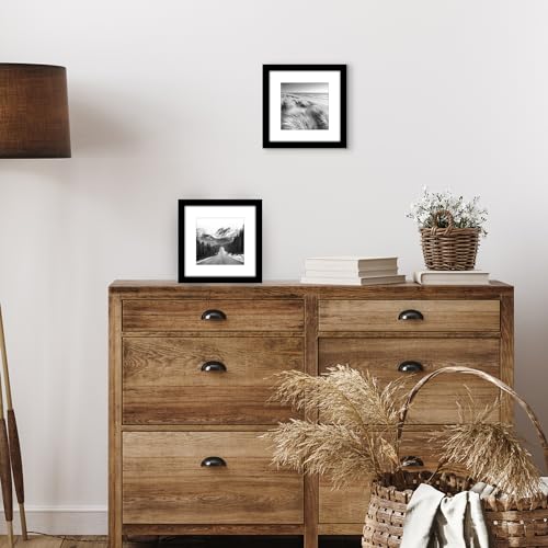 Americanflat 9x9 Picture Frame 2-Pack - Matted to 6x6 - Black | Slim Molding construction, Polished plexiglass front, wall or tabletop display with included easel, triangle hangers included - color: Black, size: 9x9