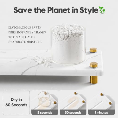 White Marble Pattern Style Water Absorbing Stone Sink Caddy, Bathroom & Kitchen Counter Organizer Tray, Faucet Drying Mat Soap Dish Rack Riser Dispenser Sponge Holder, Gold Metal Feet, 10" x 4" - color: 10"x 4" - Marble Pattern - Gold