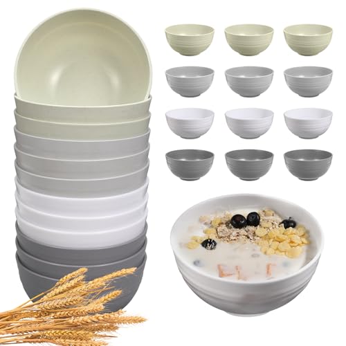 12 Pcs Unbreakable Cereal Bowls Set, 26 Oz Wheat Straw Bowls Set, Microwave & Dishwasher Safe Bowls for Kitchen, Reusable Plastic Bowls for Soup, Salad and Snack, BPA Free, Multicolor - color: 4 Multicolor