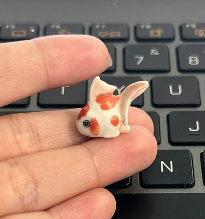 Adorable Mini Ceramic Animal Figurine – Porcelain Miniature Collectible Decor (Koi Fish) - style: Koi Fish