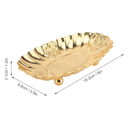 Emoshayoga Metal Oval Tray, Decorative Footed Golden Serving Platter for Multipurpose Home Restaurant Wedding Banquet Fruit Nuts Snake Use (S) - size: 6.3" x 3.9" x 1.6"