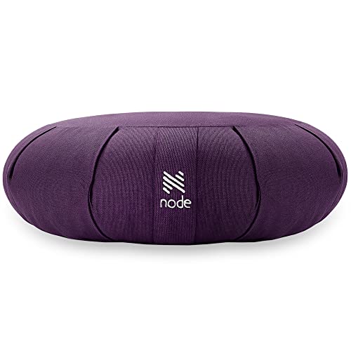 Zafu Meditation Cushion, 15" Round Buckwheat Yoga Pillow with Organic Cotton Cover - color: Purple