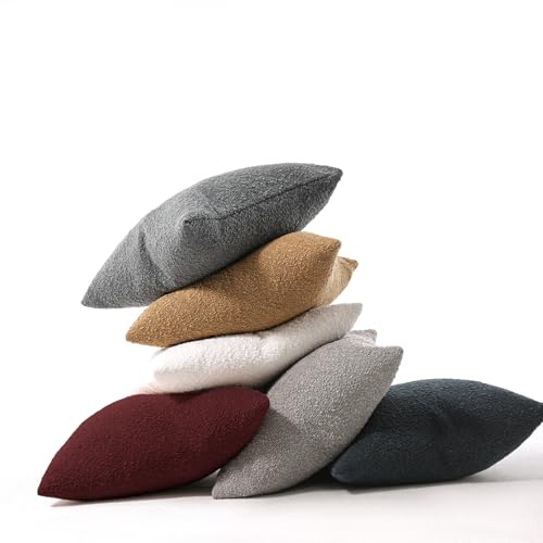 20x20 Boucle Throw Pillow Covers, Set of 2, Burgundy - color: Burgundy, size: 20" x 20" (Pack of 2)
