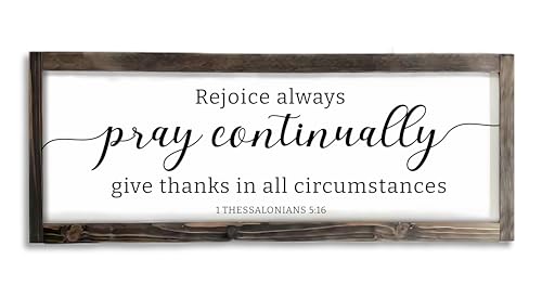 Dazingart Farmhouse Bible Verse Wood Sign, Rejoice Always Pray Continually Give Thanks In All Circumstances Print, Rustic Christian Wall Art Decor Framed Scripture Sign (pray) - color: pray
