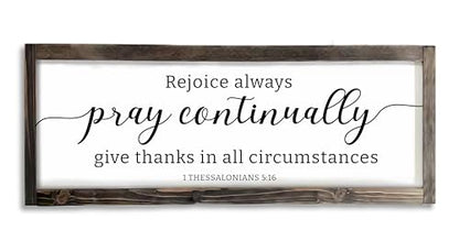 Dazingart Farmhouse Bible Verse Wood Sign, Rejoice Always Pray Continually Give Thanks In All Circumstances Print, Rustic Christian Wall Art Decor Framed Scripture Sign (pray) - color: pray