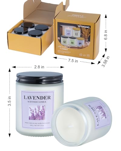 4 Pack Lavender Candle Set, 30 oz 200 Hour Home Aromatherapy Jar Candles, Long Lasting Aromatherapy Candles for Bedrooms Yoga Rooms Lounges Gardens Patios Balconies and Camping