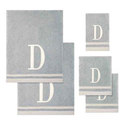 Avanti Linens - Towel Set, Soft & Absorbent Cotton, Embroidered Bathroom Decor, Set of 5 (Monogram Collection, Initial D) - style: D