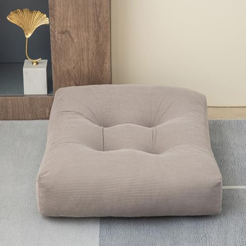 Meditation Floor Pillow, Large Square Large Pillows Seating for Adults, Tufted Corduroy Waterproof Seat Cushions for Outdoor Yoga Tatami Bedroom Living Room (Gray, 18x18x5 in) - color: Gray, size: 18x18x5 in