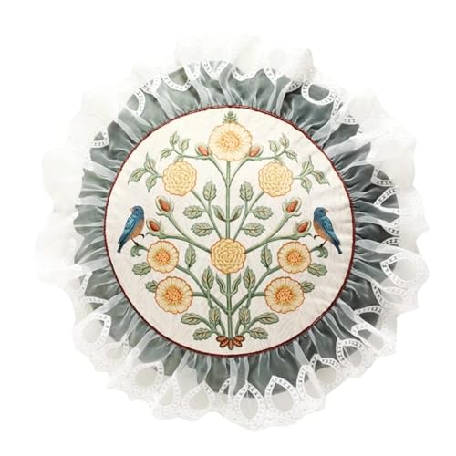 patdrea French Velvet Throw Pillow Cover,Diameter 16"-Botticelli C | Lace Ruffle,Vintage Green Pillow Case with Zipper,Decor Cushion Coverfor Couch Living Room Bedroom Sofa,Floral Pattern - color: Botticelli C, size: 16" x 16" (Pack of 1)