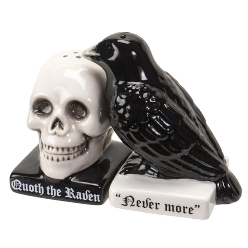 Pacific Giftware Quoth The Raven Halloween Ceramic Salt and Pepper Shakers Set