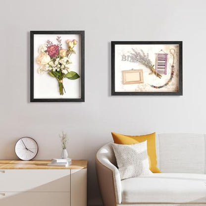 2 Pack Shadow Box Frame 11"x 14" - Wood Deep Shadowbox with Glass Shadow Boxes Display Cases Suitable for Photos, Dried Flowers, Handicrafts Picture Frames for Wall Hanging Tabletop (Black) - size: 11×14-2pcs-black
