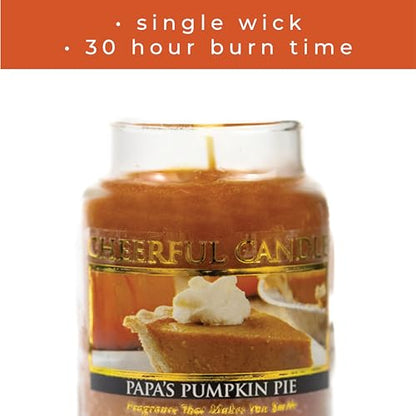 A Cheerful Giver - Papa's Pumpkin Pie Scented Glass Jar Candle (6 oz) with Lid & True to Life Fragrance Made in USA - size: 6oz