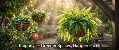 Kingbuy 8" Metal Hanging Basket for Small Succulents & Herbs – 5" Depth Rust-Resistant Wire with Coconut Liner & Chain for Kitchen Window, Balcony & Small Spaces - 1 Pack - size: 8 Inch, style: 1 Pack