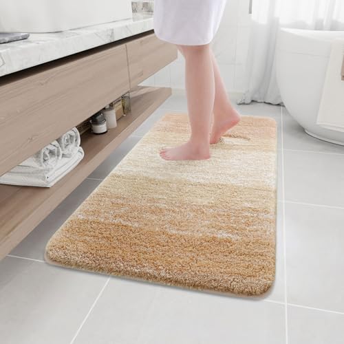 Arotive Microfiber Bathroom Rugs, Shaggy Soft Absorbent Bath Rug, 44x24 | Beige, Rubber Backing Thick Plush Machine Washable Dry Bath Mats for Bathroom, Tub and Shower, Rectangular - color: Beige, size: 44" X 24"