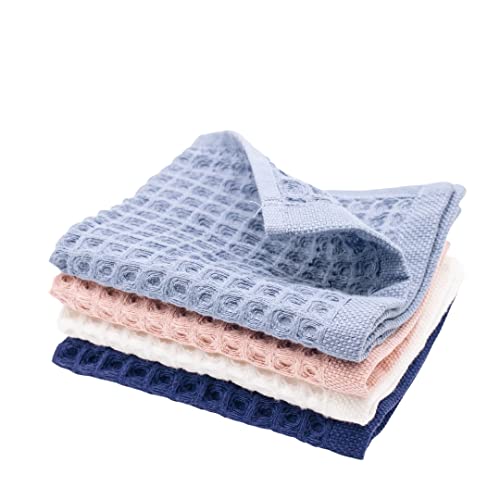 Waffle Washcloths Set, 100% Turkish Cotton (Mixed) - color: Mixed, size: Washcloths Set (4 Pieces)