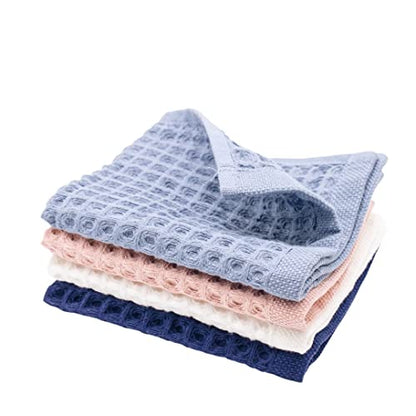 Waffle Washcloths Set, 100% Turkish Cotton (Mixed) - color: Mixed, size: Washcloths Set (4 Pieces)