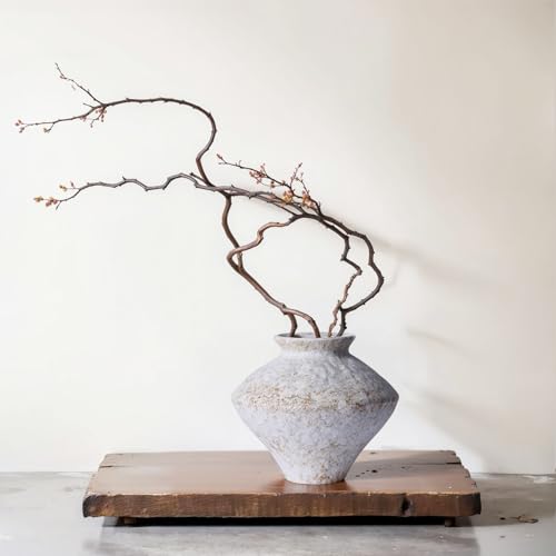 Wabi Sabi Vintage Vase, 6.3" Tall Wabi Sabi Decor Rustic Farmhouse Pottery Vase for Centerpiece, White Textured Pottery Flower Vase for Home Decorative, Table, Living Room, Bedroom, Bathroom, Kitchen - color: White, size: 6.3 in