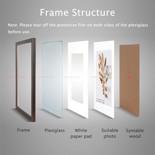 11x14 Picture Frame Brown 3 Pcs Frames can Display 8x10 Picture with Mat or 11x14 Without Mat on the Wall - color: Brown, size: 11x14 in-3Pack