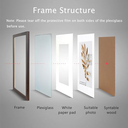 11x14 Picture Frame Brown 3 Pcs Frames can Display 8x10 Picture with Mat or 11x14 Without Mat on the Wall - color: Brown, size: 11x14 in-3Pack
