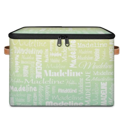Storage Basket Custom Name, Personalize Keepsake Box, Yellow Green | Foldable Fabric Gradient Large Memory Bin with Handle Lid Lightweight Waterproof Dustproof, 14"L x 10.2"W x 10.4"H - color: Option 25
