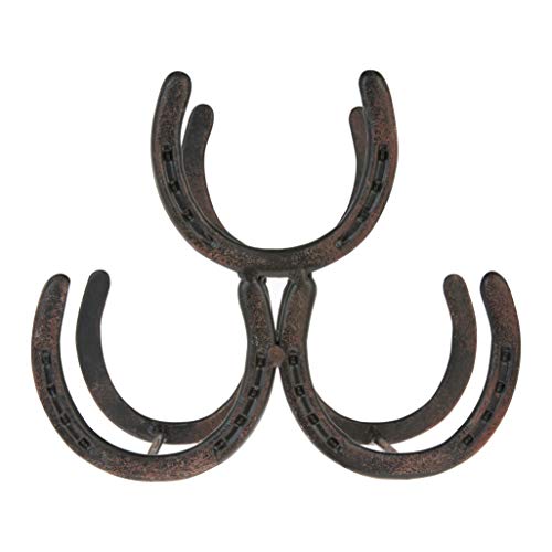 Foster & Rye Horseshoe Countertop Wine Rack, Cast Iron 3-Bottle Wine Holder, Rustic Metal Storage Rack for Kitchen, Home Bar, Tabletop Display, Western Style Decor, 10" x 5.5" x 8.5"