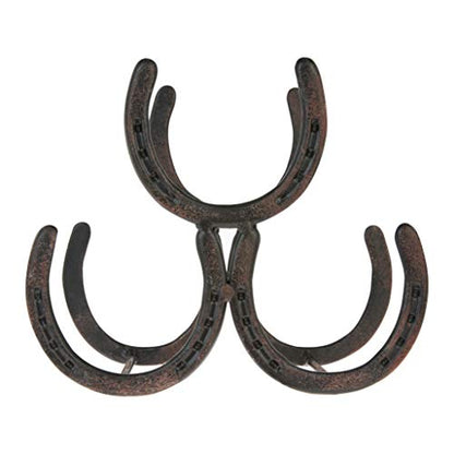 Foster & Rye Horseshoe Countertop Wine Rack, Cast Iron 3-Bottle Wine Holder, Rustic Metal Storage Rack for Kitchen, Home Bar, Tabletop Display, Western Style Decor, 10" x 5.5" x 8.5"