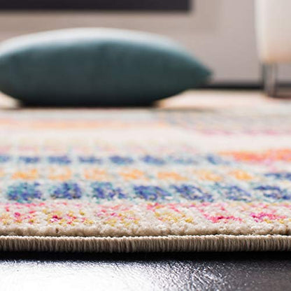 SAFAVIEH Madison Collection Runner Rug - 2'2" x 6', Ivory & Multi, Boho Abstract Distressed Design, Non-Shedding & Easy Care, Ideal for High Traffic Areas in Living Room, Bedroom (MAD417C) - size: 2'2" x 6' (Runner)
