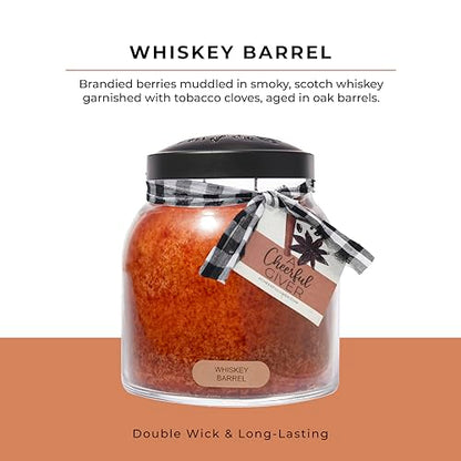 A Cheerful Giver - Whiskey Barrel - 34oz Papa Scented Candle Jar with Lid - Keepers of the Light - 155 Hours of Burn Time, Gift for Father's Day, Brown - size: 34 oz, style: Whiskey Barrel