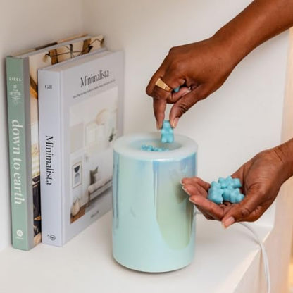 Happy Wax Iridescent Blue Mod Warmer with 3, 6, and 9 Hour Timer for Scented Wax Melts, Tarts & Cubes - Electric, Ceramic with Removable No Mess Silicone Wax Dish - color: Iridescent Blue